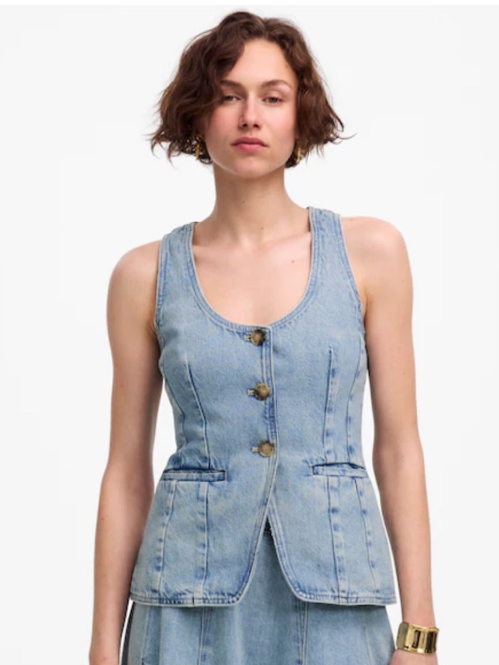 Madewell Denim scoopneck cutaway vest - Edmonson wash - size 2